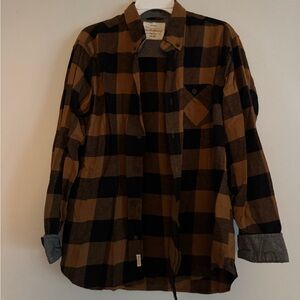 men’s flannel, tan and black, from marshall’s
